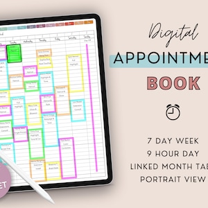 Digital Appointment Book, Salon Appointment Book, GoodNotes, iPad Planner, 15 Minute, Printable Appointment Book, Hair Stylist, Esthetician