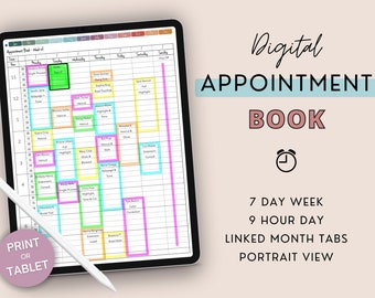 Digitales Terminbuch, Salon Terminbuch, GoodNotes, iPad Planer, 15 Minuten, druckbares Terminbuch, Friseur, Kosmetikerin