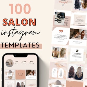 100 Hair Stylist Instagram Templates, Hair Salon Instagram, Canva Template for Salons, Hair Templates, Salon Suite Marketing