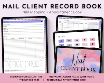 Nagelklienten-Rekordbuch, Digitales Kundenbuch, Salon-Terminbuch, Kundennotizen, Goodnotes, iPad, Terminplaner, Nail Tech, Nägel