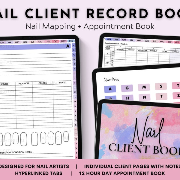 Nail Client Record Book, Digital Client Book, Salon Appointment Book, Client Notes, Goodnotes, iPad, Appointment Planner, Nail Tech, Nails