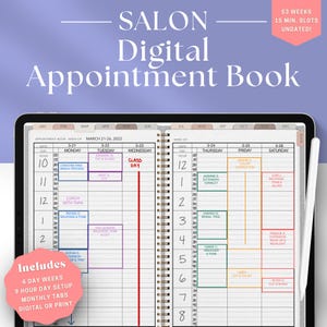 Salon Appointment Book, Digital Appointment Book, Goodnotes, iPad Planner, 15 Minute, Appointment Planner, Appt, Hair Stylist, Nail Tech