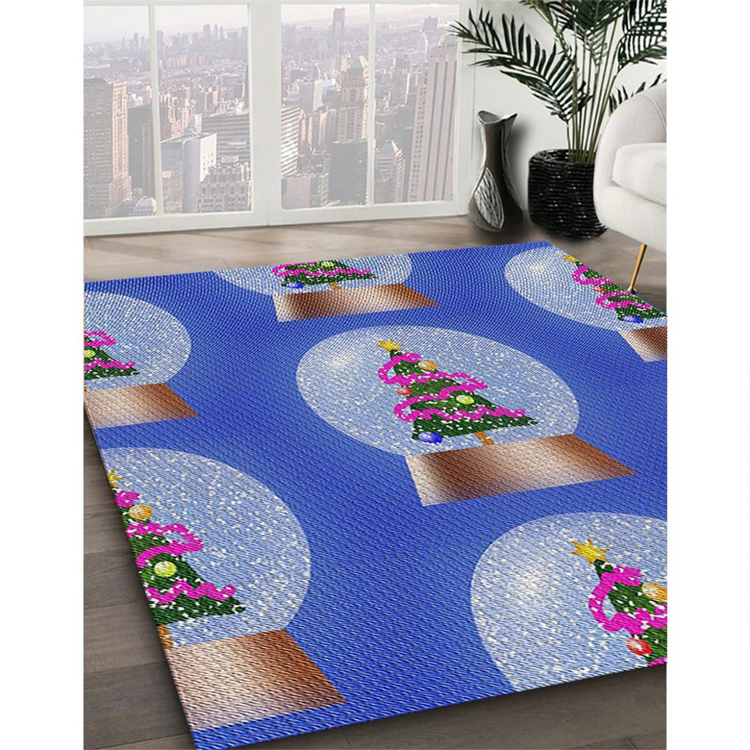 SALE up to 70%off Patterned Rug Christmas Holiday Blue Soft Polyester ...
