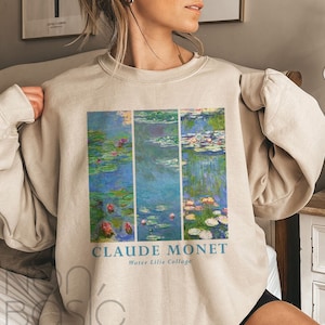 Claude Monet Sweatshirt, Art Sweatshirt, Water Lilie Collage, Aesthetic Art Crewneck