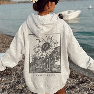 Sunflower Hoodie, Aesthetic Crewneck, Fine Art Clothing, Vintage Sweatshirt, Back Printed Hoodie