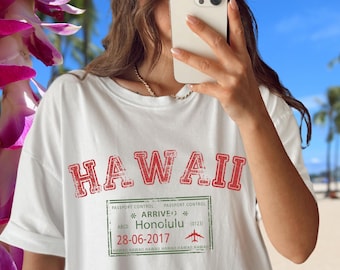 T-shirt Hawaï : t-shirt de voyage Honolulu - impression collage rétro Hawaï