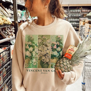 Vincent Van Gogh Sweatshirt, Art Sweatshirt, Flowers, Aesthetic Art Crewneck, Fine Art Clothing