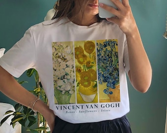 Vincent Van Gogh Roses - Sunflowers - Irises Shirt: Collage Art Crewneck
