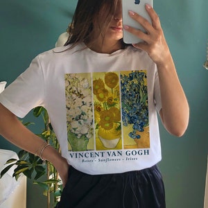 Vincent Van Gogh T-Shirt, Art Sweatshirt, Roses - Sunflowers - Irises, Aesthetic Art Crewneck