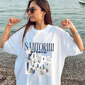 Santorini Island Greece T-Shirt, Greek Clothes, Greece Souvenir, Greece Vacation Shirt, Santorini Coasts, Mediterranean Trip