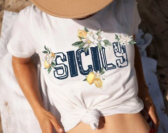 T-shirt Citrons de Sicile : T-shirt ras du cou pour les vacances en Italie