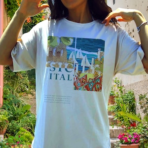 Sicily Italy T-Shirt, Sicily Trip, Italy Vacation Crewneck, Vintage Travel Tee, Mediterranean Travel, Italy Coasts, Sicilian Shirt