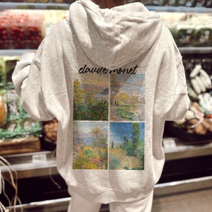 Claude Monet Hoodie, Monet Sweatshirt, Aesthetic Art Hoodie, Fine Art Clothing, Art Lovers Gift, Back Printed Hoodie