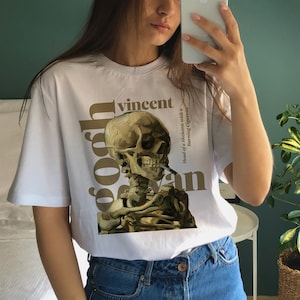 Vincent Van Gogh T-Shirt, Head of a Skeleton with a Burning Cigarette Van Gogh, Art Shirt, Gogh Crewneck, Aesthetic Art, Fine Art