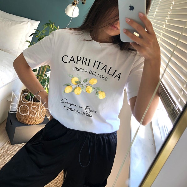 Capri Italy T-Shirt,Italy Lemons Retro Vintage Shirt,Capri Vacation Clothes ,Southern Italy Capri Island,Italian Coast,Travel Shirt