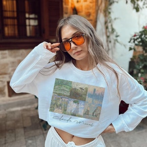 Claude Monet Vintage-Effekt-Sweatshirt, Kunst Sweatshirt, Monet-Pullover, Ästhetische Kunst Rundhalsausschnitt, Fine Art Kleidung
