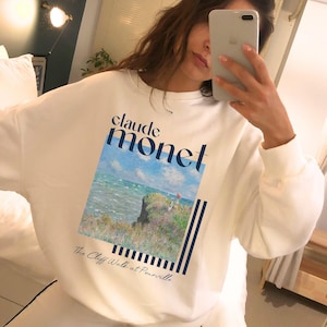 Claude Monet The Cliff Walk at Pourville Sweatshirt, Art Sweater, Monet Crewneck, Aesthetic Art, Artsy Clothes, Fine Art Clothes