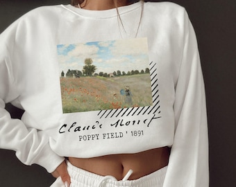 Monet Poppy Field Sweatshirt: Vintage Fine Art Clothing