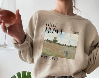 Claude Monet Popy Field Sweatshirt: Vintage Art Gift-Artsy Crewneck