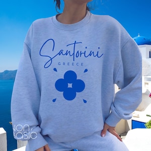 Santorini  Greece Sweatshirt,Greek Clothes, Greece Vacation,Santorini Coasts ,Mykonos Greece Travel , Santorini Print ,Unisex Greece