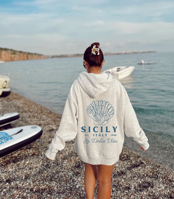 Sicily Italy Hoodie: La Dolce Vita Seashell Sweatshirt