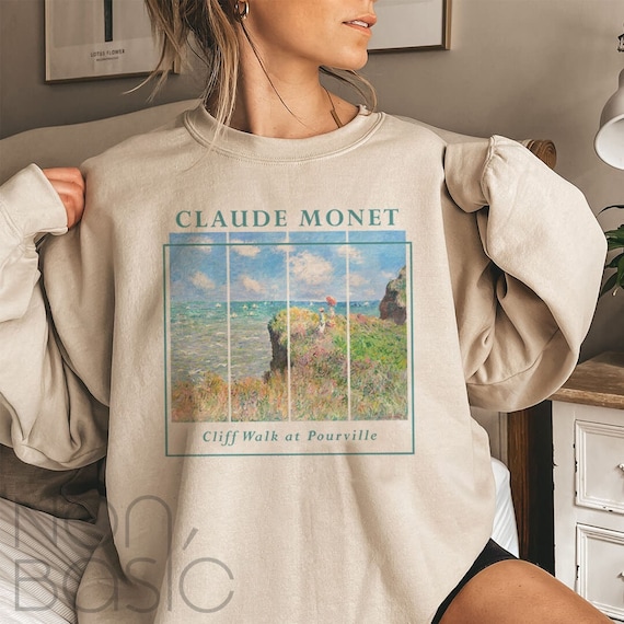 Claude Monet Sweatshirt: Cliff Walk at Pourville Art Crewneck 
