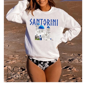 Santorini Island Greece Sweatshirt,Greek Clothes, Greece Vacation,Santorini Coasts ,Mykonos  Greece Travle , Santorini Print ,Unisex Greece