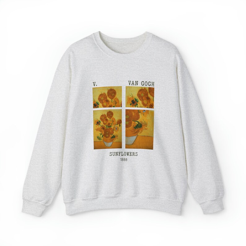 Vincent Van Gogh Sunflowers Grid Sweatshirt Art Sweatshirt Etsy