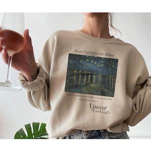 Van Gogh Starry Night Over the Rhone  Sweatshirt ,Aesthetic Art Clothing,Van Gogh Crewneck ,Art Clothes ,Fine Art,Famous Paintings