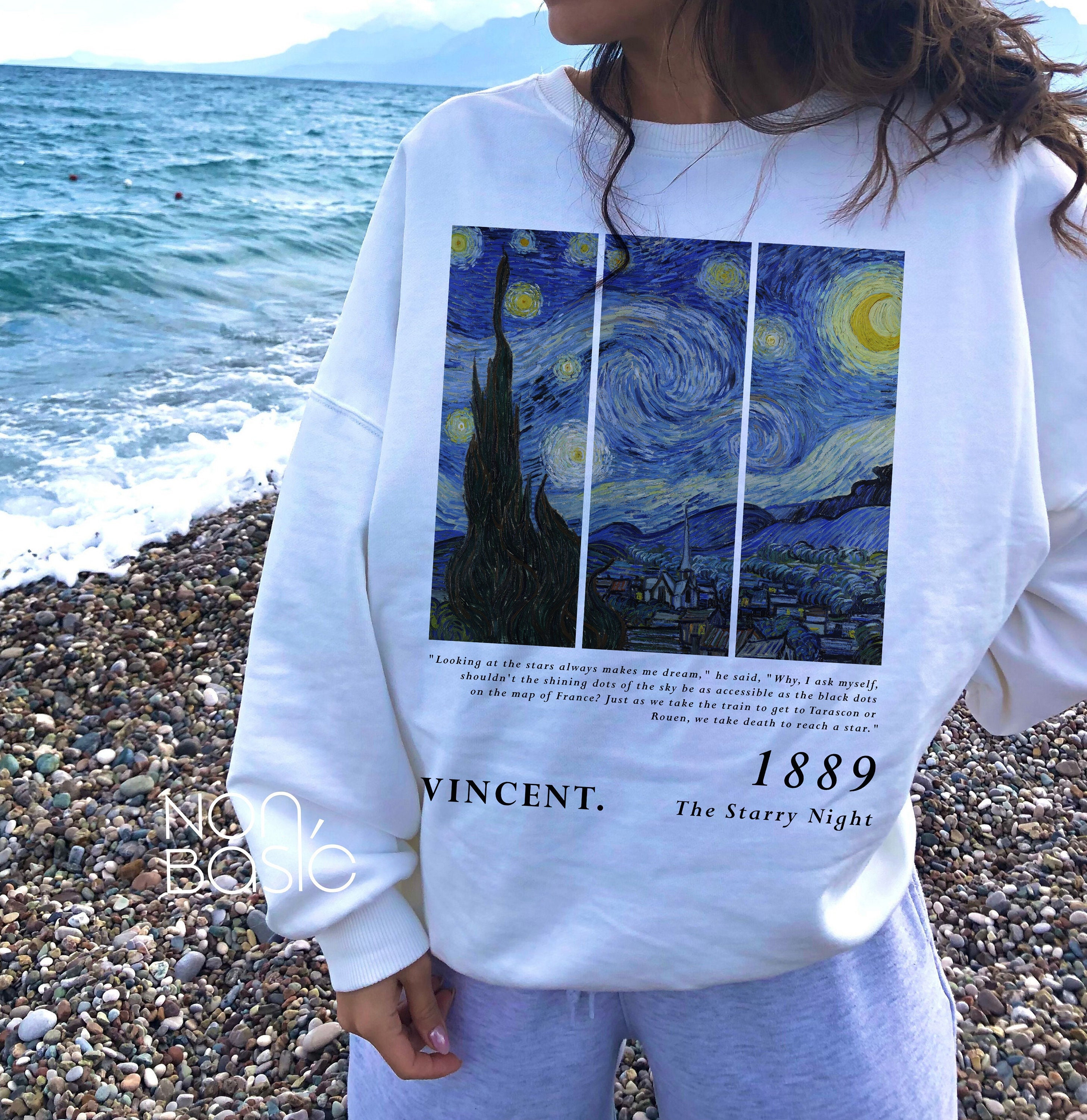 Van Gogh Starry Night Sweatshirt Vincent Van Gogh Aesthetic Clothing the Starry Night Art Sweatshirt Etsy UK