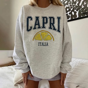 Capri Italy Sweatshirt,Italy Lemons Retro Vintage Sweater,Capri Vacation Sweat,Southern Italy Capri Island,Italian Coast,Travel Shirt