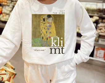 Gustav Klimt the Kiss art Sweatshirt Klimt Crewneck Aesthetic Art artsy Sweater klimt Lovers Gift klimt Long Sleeve art Teacher Gift Etsy