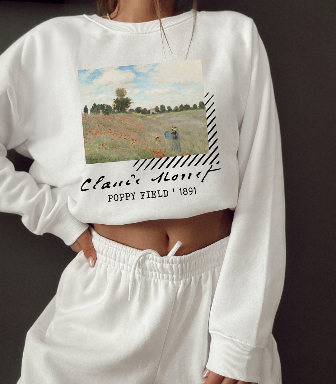 Monet Poppy Field Sweatshirt: Vintage Fine Art Clothing
