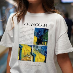 Van Gogh Cafe Terrace at Night T-Shirt,Aesthetic Art Shirt,Art T Shirt,Fine Art Clothing, Vincent Van Gogh Tee