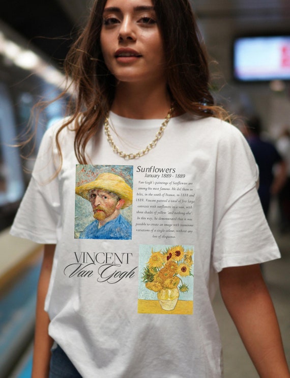 Van Gogh Sunflowers Shirt , 1889 Artwork T Shirt Van Gogh Sunflowers Shirt , 1889 Artwork T Shirt