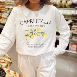 Capri Italy Sweatshirt,Italy Lemons Retro Vintage Sweater,Capri Vacation Sweat,Southern Italy Capri Island,Italian Coast,Travel Shirt