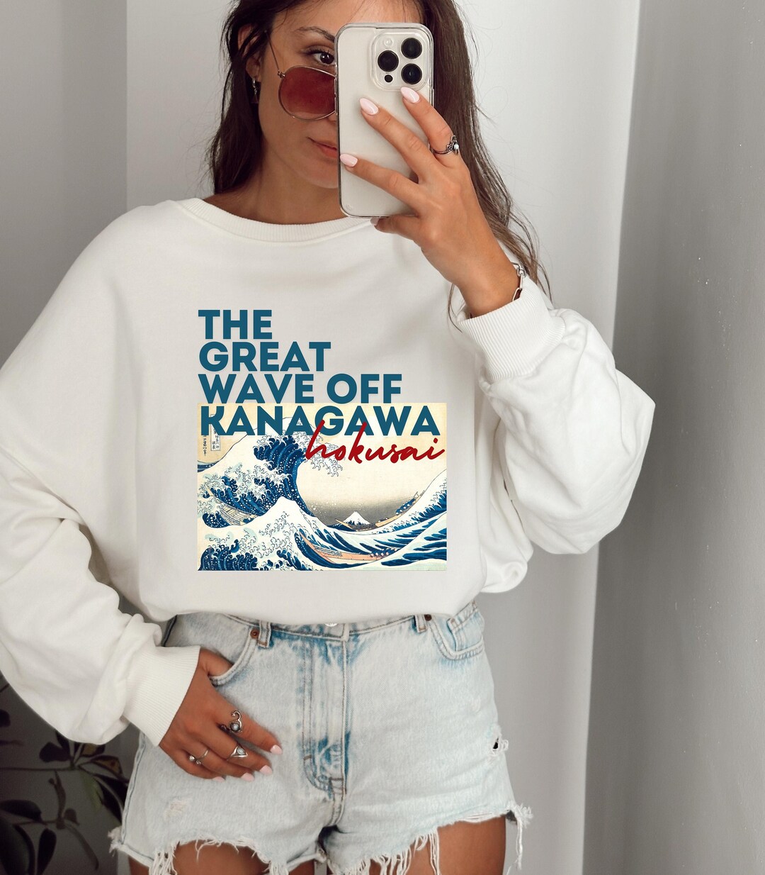 La Grande Vague De Kanagawa Sweatshirt - Hokusai Kanagawa All Over Sweatshirt Ar