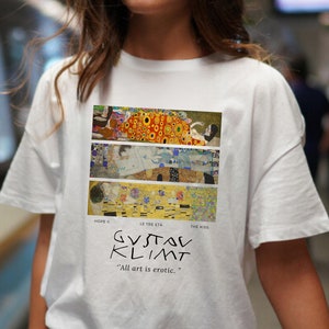 Gustav Klimt T-Shirt,Klimt Famous Paintings,Klimt The Kiss Shirt ,Aesthetic Art T Shirt,Artsy Sweater,Klimt Long Sleeve,Klimt Grid