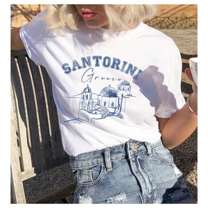 Santorini Island Greece T-Shirt,Greek Clothes, Greece Vacation Shirt,Santorini Coasts ,Mykonos Greece Travel, Santorini Print ,Unisex Greece