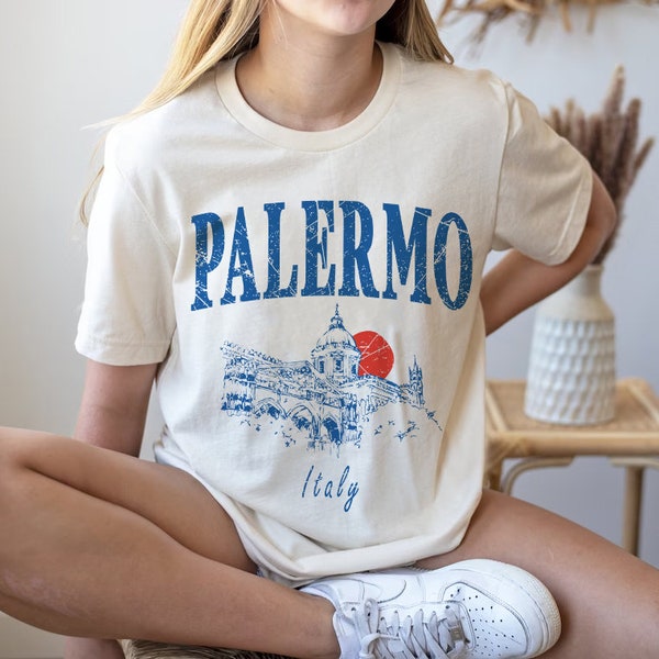 Palermo Italy T-Shirt,Palermo Lemons,Palermo Trip ,Italy Vacation Crewneck,Vintage Travel Tee, Mediterranean Travel,Italy Coasts