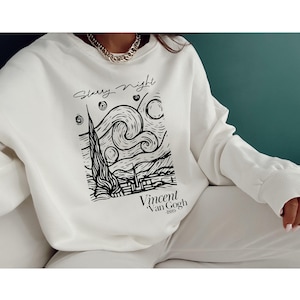 Van Gogh Starry Night Sweatshirt ,Aesthetic Art Clothing,Van Gogh Crewneck ,Art Clothes ,Fine Art,Famous Paintings