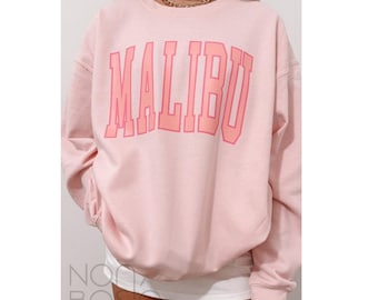 Malibu Crewneck Sweatshirt: Trendy California Graphic Tee