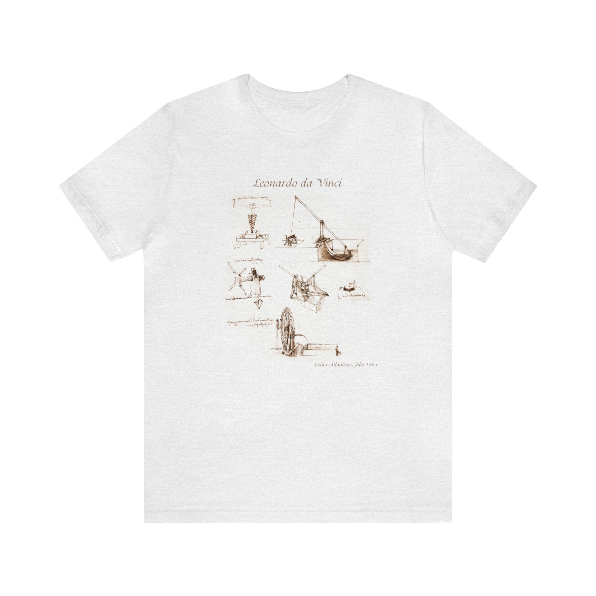 Leonardo Da Vinci T-shirt, Codex Atlanticus Folio 156 R, Art