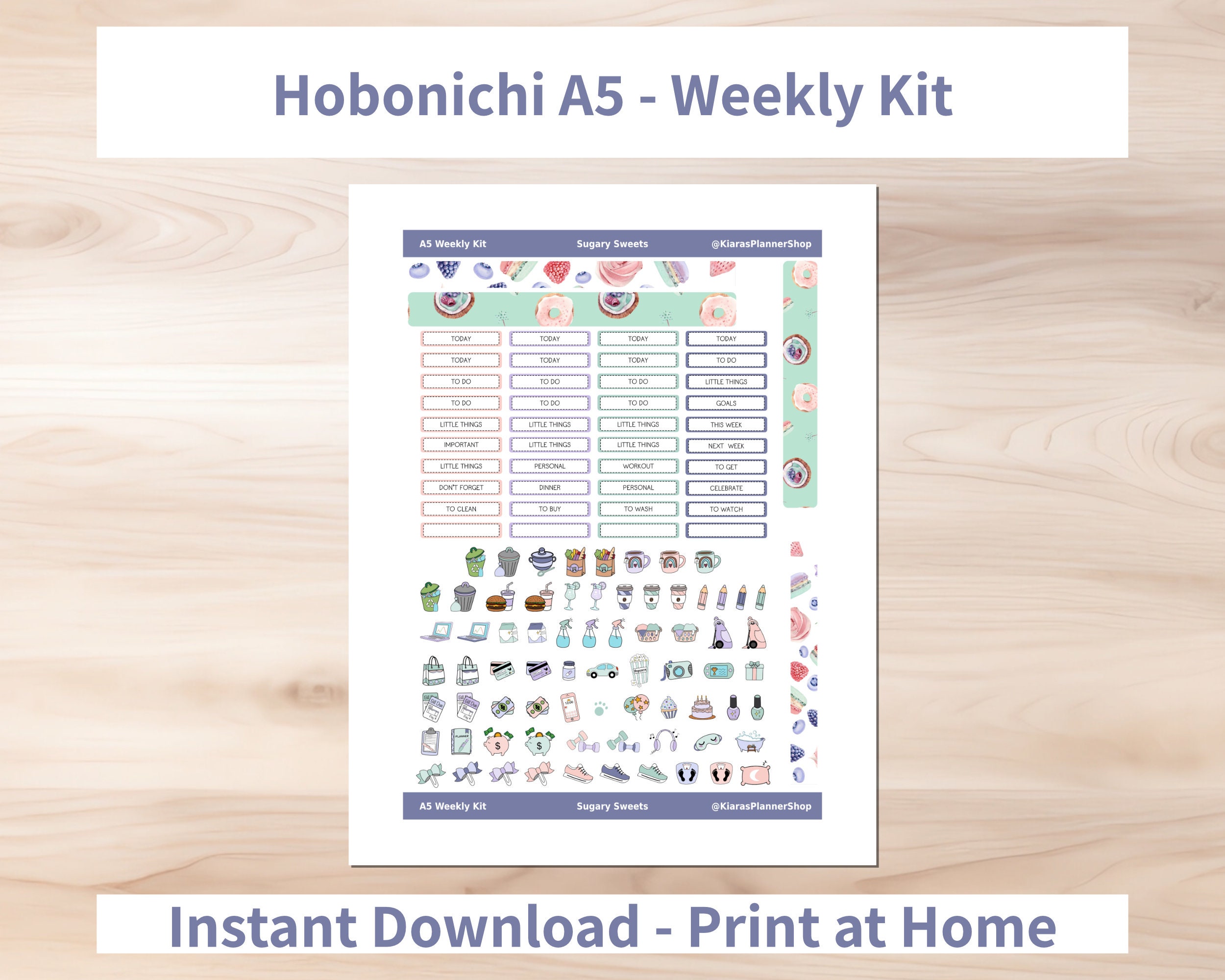 Sugary Sweets - Hobonichi Cousin A5 Printable Weekly Sticker Kit ...