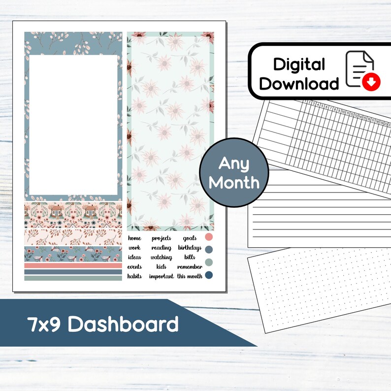 7x9 Dashboard - Floral Fall Printable Dashboard Sticker Kit for 7x9 ...