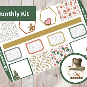 Natal rústico - kit de adesivos mensais imprimíveis para planejadores 7x9 (RC79M) Erin Condren ECLP