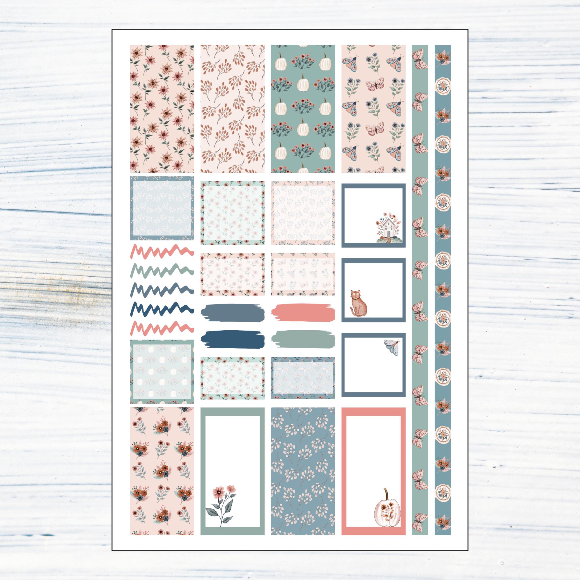 HP Mini Weekly - Floral Fall Printable Weekly Sticker Kit for Happy ...