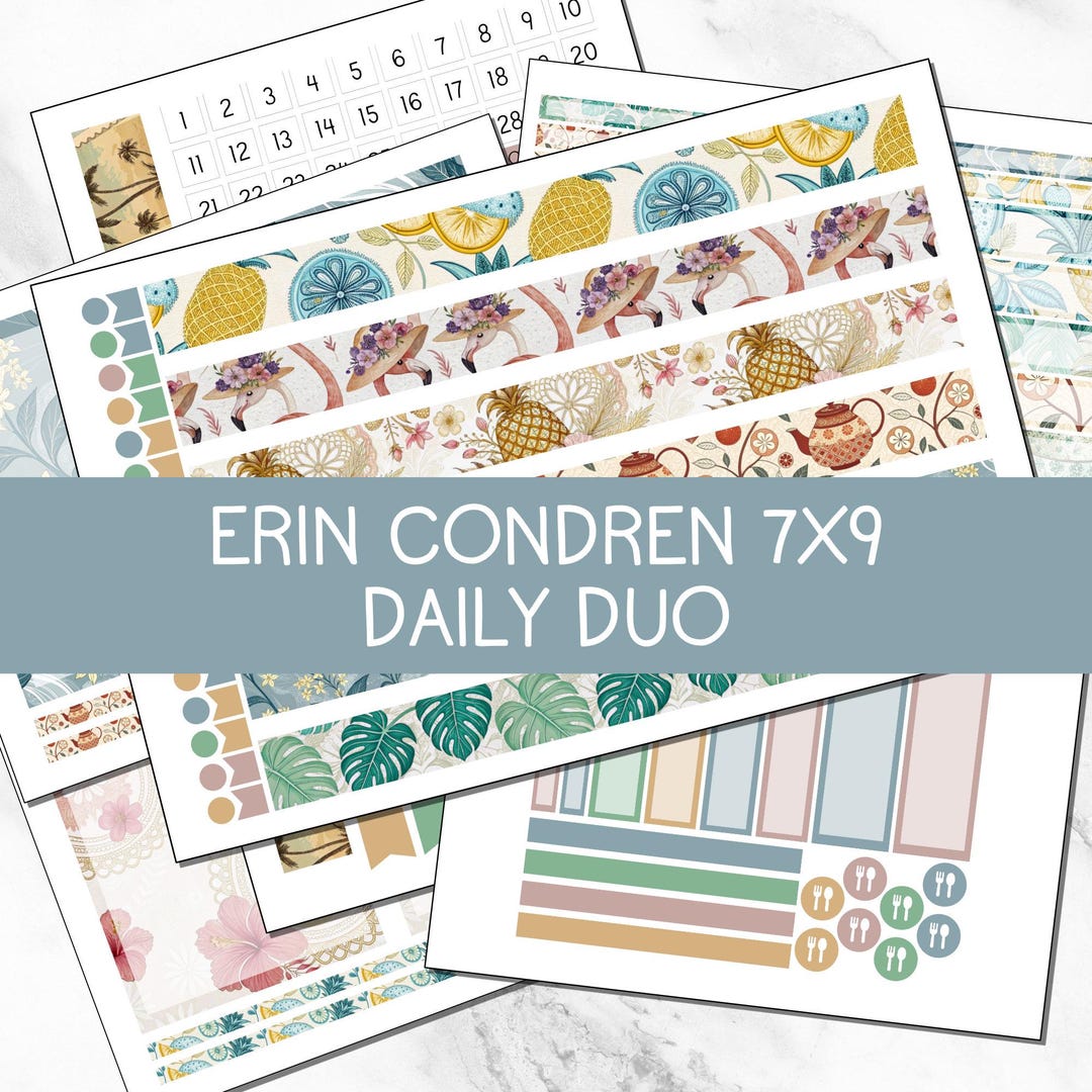 KIT 215 | Tropical Tea Party - Erin Condren 7x9 Daily Duo | Digital ...