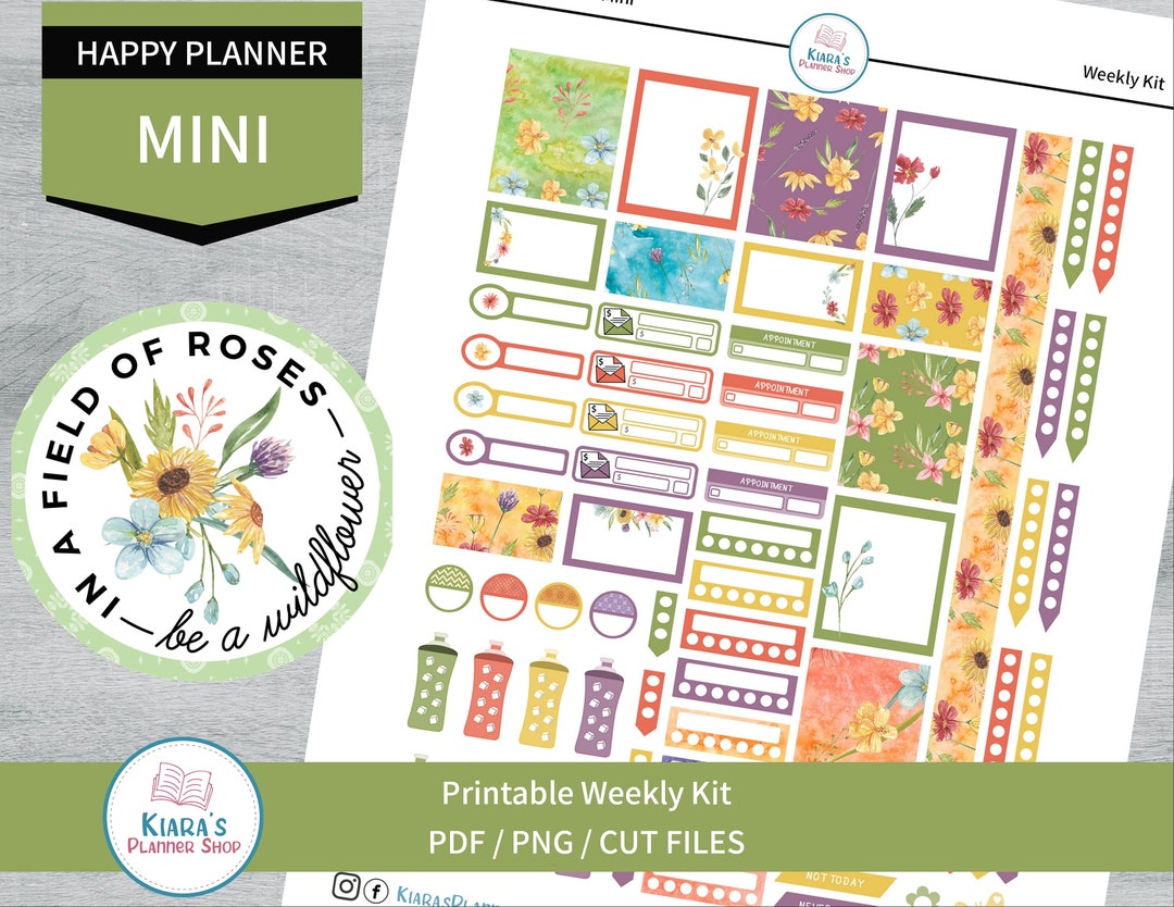Wildflowers - Printable Weekly Sticker Kit for Happy Planner Mini ...