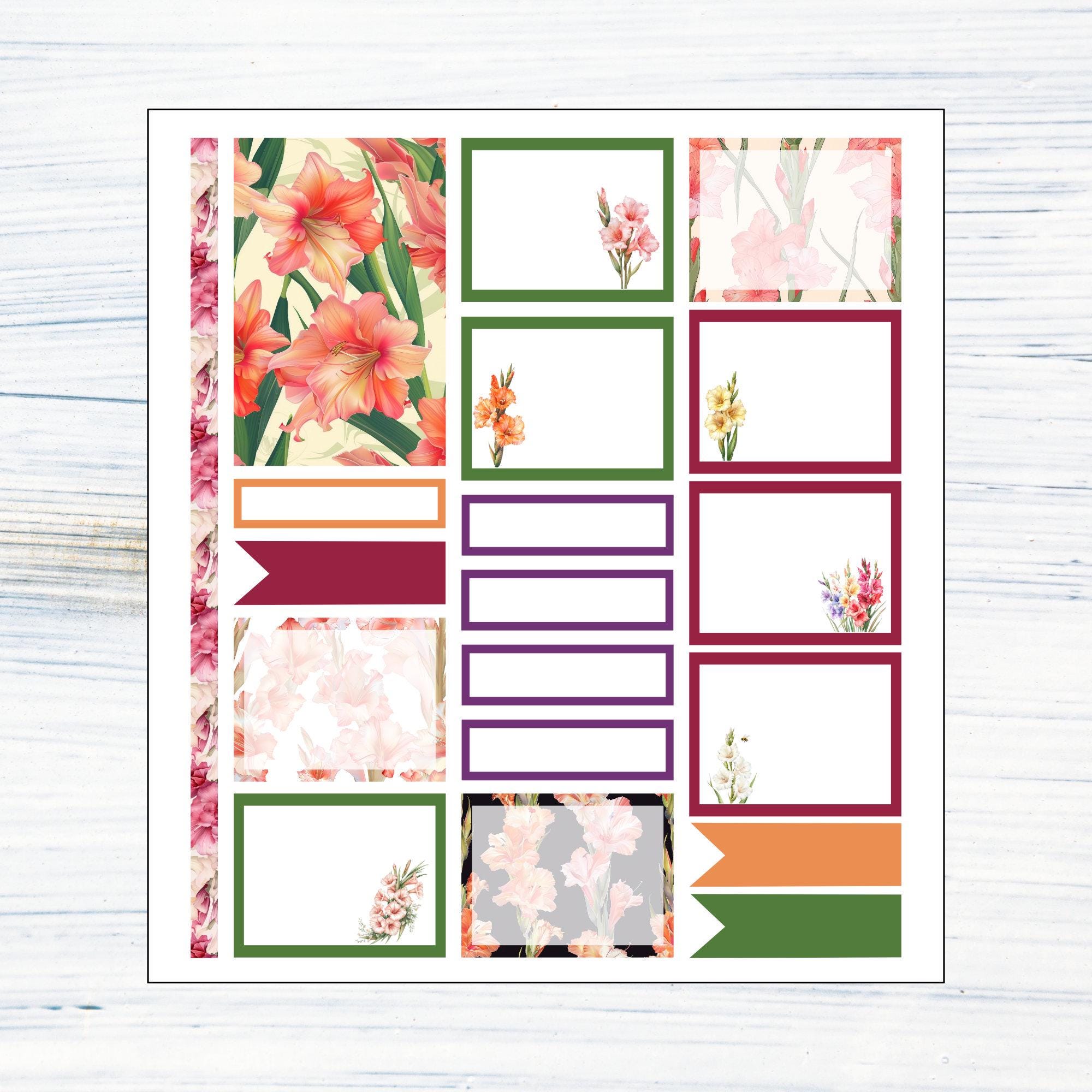 HP BIG Weekly - August Gladiolus Printable Weekly Sticker Kit for Happy ...